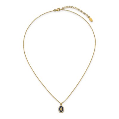 Gold-Plated Sterling Silver CZ Miraculous Medal Pendant Necklace – view 5
