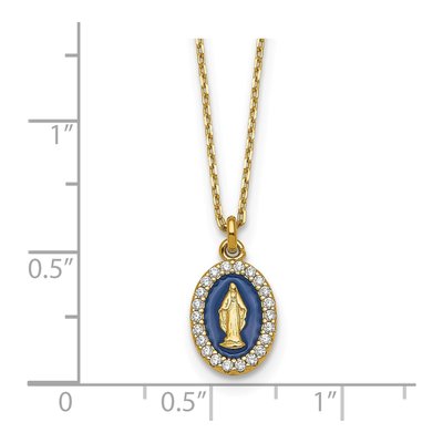 Gold-Plated Sterling Silver CZ Miraculous Medal Pendant Necklace – view 6