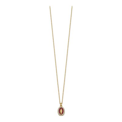 Gold-Plated Sterling Silver CZ Miraculous Medal Pendant Necklace – view 3