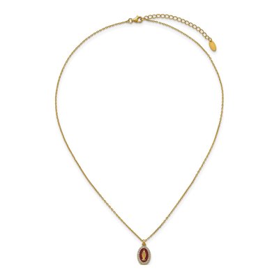 Gold-Plated Sterling Silver CZ Miraculous Medal Pendant Necklace – view 5