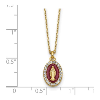 Gold-Plated Sterling Silver CZ Miraculous Medal Pendant Necklace – view 6