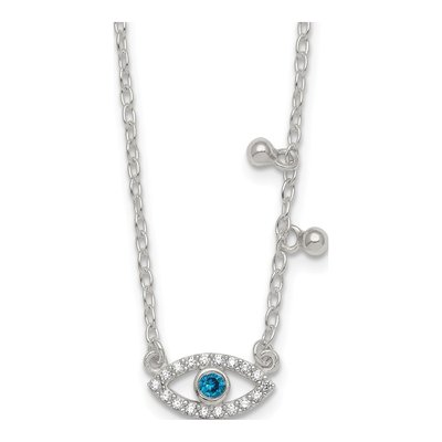 Sterling Silver CZ Evil Eye Necklace