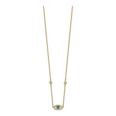 Gold-Plated Sterling Silver CZ & Crystal Evil Eye Necklace – view 3