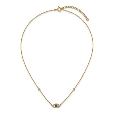 Gold-Plated Sterling Silver CZ & Crystal Evil Eye Necklace – view 5