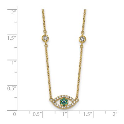 Gold-Plated Sterling Silver CZ & Crystal Evil Eye Necklace – view 6