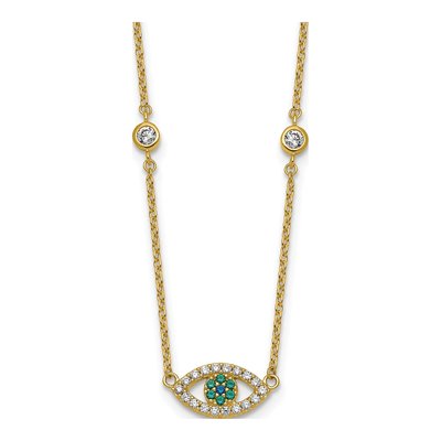 Gold-Plated Sterling Silver CZ & Crystal Evil Eye Necklace