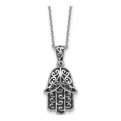 Sterling Silver Filigree Hamsa Necklace
