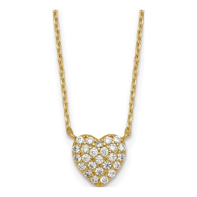 Gold-Plated Sterling Silver CZ Heart Pendant Necklace