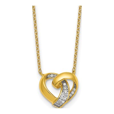 Gold-Plated Sterling Silver CZ Love Knot Heart Pendant Necklace