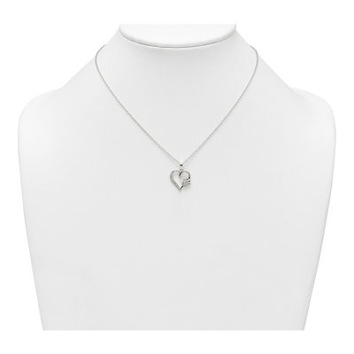Sterling Silver CZ Heart Paw Print Pendant Necklace – view 4