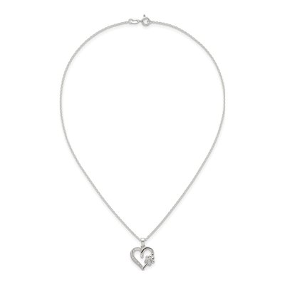 Sterling Silver CZ Heart Paw Print Pendant Necklace – view 5