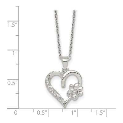 Sterling Silver CZ Heart Paw Print Pendant Necklace – view 6