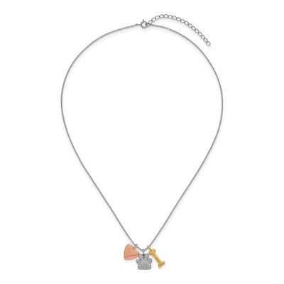 Gold-Plated Sterling Silver CZ Pawprint Bone Heart Pendant Necklace – view 5