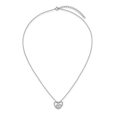 Sterling Silver CZ Open Hearts Pendant Necklace – view 5