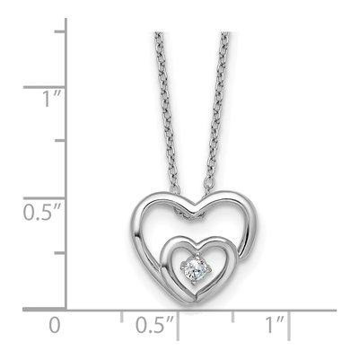 Sterling Silver CZ Open Hearts Pendant Necklace – view 6