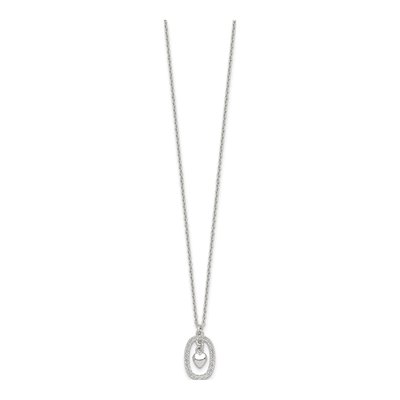 Sterling Silver CZ Oval Heart Pendant Necklace – view 3