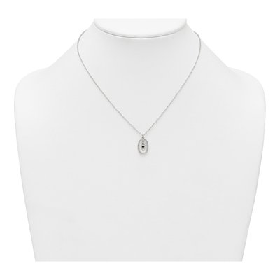 Sterling Silver CZ Oval Heart Pendant Necklace – view 4