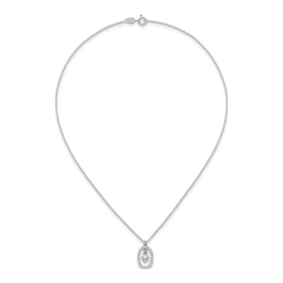 Sterling Silver CZ Oval Heart Pendant Necklace – view 5