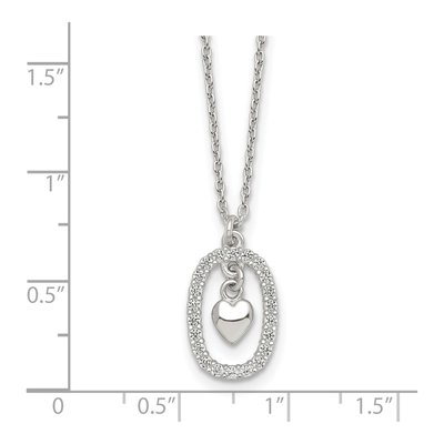 Sterling Silver CZ Oval Heart Pendant Necklace – view 6