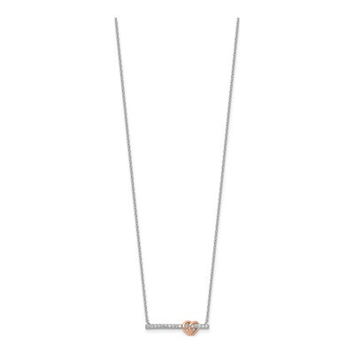 Sterling Silver CZ Heart Bar Pendant Necklace – view 3