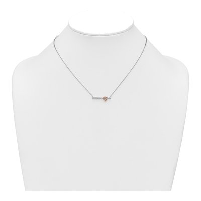 Sterling Silver CZ Heart Bar Pendant Necklace – view 4