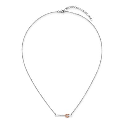 Sterling Silver CZ Heart Bar Pendant Necklace – view 5