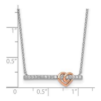 Sterling Silver CZ Heart Bar Pendant Necklace – view 6