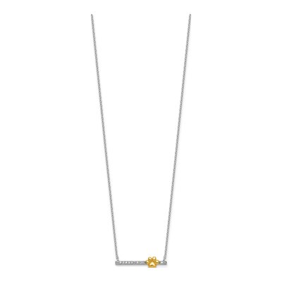 Sterling Silver CZ Pawprint Bar Pendant Necklace – view 3