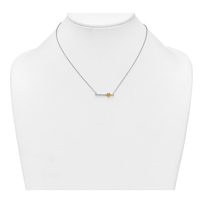Sterling Silver CZ Pawprint Bar Pendant Necklace – view 4