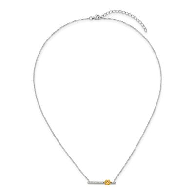 Sterling Silver CZ Pawprint Bar Pendant Necklace – view 5