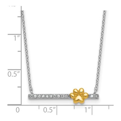 Sterling Silver CZ Pawprint Bar Pendant Necklace – view 6