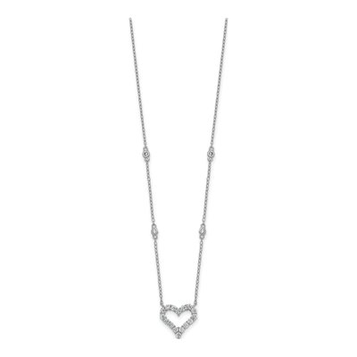Sterling Silver CZ Open Heart Pendant Necklace – view 3