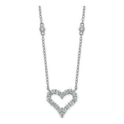 Sterling Silver CZ Open Heart Pendant Necklace