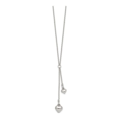 Sterling Silver Two Heart Lariat Pendant Necklace – view 3