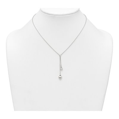 Sterling Silver Two Heart Lariat Pendant Necklace – view 4