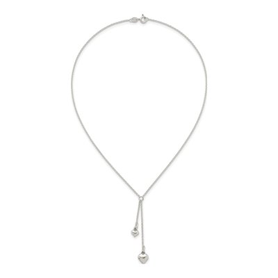 Sterling Silver Two Heart Lariat Pendant Necklace – view 5