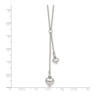 Sterling Silver Two Heart Lariat Pendant Necklace – view 6