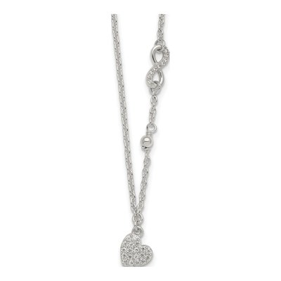 Sterling Silver CZ Infinity Heart Pendant Necklace