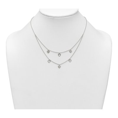 Sterling Silver Double Strand Heart Pendant Necklace – view 4