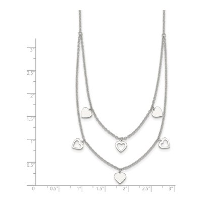 Sterling Silver Double Strand Heart Pendant Necklace – view 6