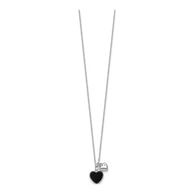 Sterling Silver Onyx Girls' Heart Pendant Necklace – view 3