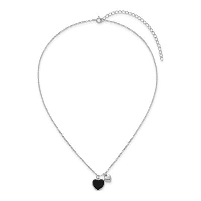 Sterling Silver Onyx Girls' Heart Pendant Necklace – view 5