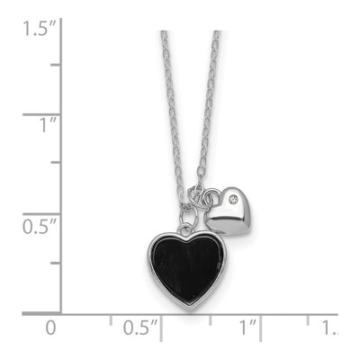 Sterling Silver Onyx Girls' Heart Pendant Necklace – view 6