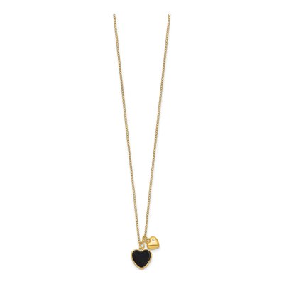 Gold-Plated Sterling Silver Onyx & CZ Girls' Heart Pendant Necklace – view 3