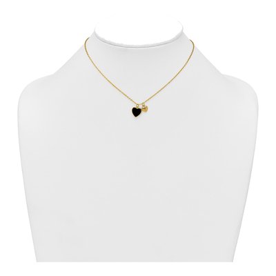 Gold-Plated Sterling Silver Onyx & CZ Girls' Heart Pendant Necklace – view 4