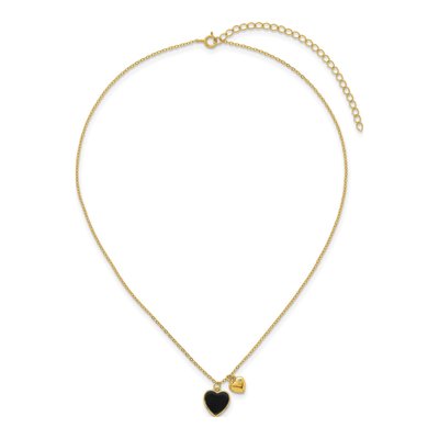 Gold-Plated Sterling Silver Onyx & CZ Girls' Heart Pendant Necklace – view 5