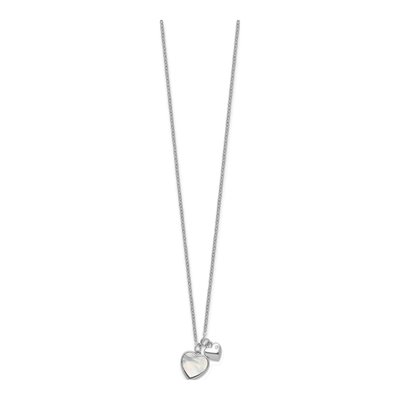Sterling Silver Mother of Pearl & CZ Girls' Heart Pendant Necklace – view 2