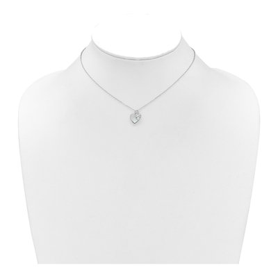 Sterling Silver Mother of Pearl & CZ Girls' Heart Pendant Necklace – view 3