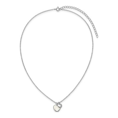 Sterling Silver Mother of Pearl & CZ Girls' Heart Pendant Necklace – view 4