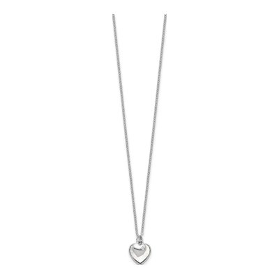 Sterling Silver Mother of Pearl & CZ Girls' Heart Pendant Necklace – view 5